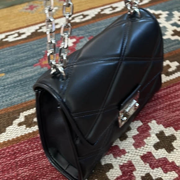 Michael Kors Serena Medium Quilted Flap Chain Shoulder Bag Croosbody Silver Tone - Picture 4 of 14